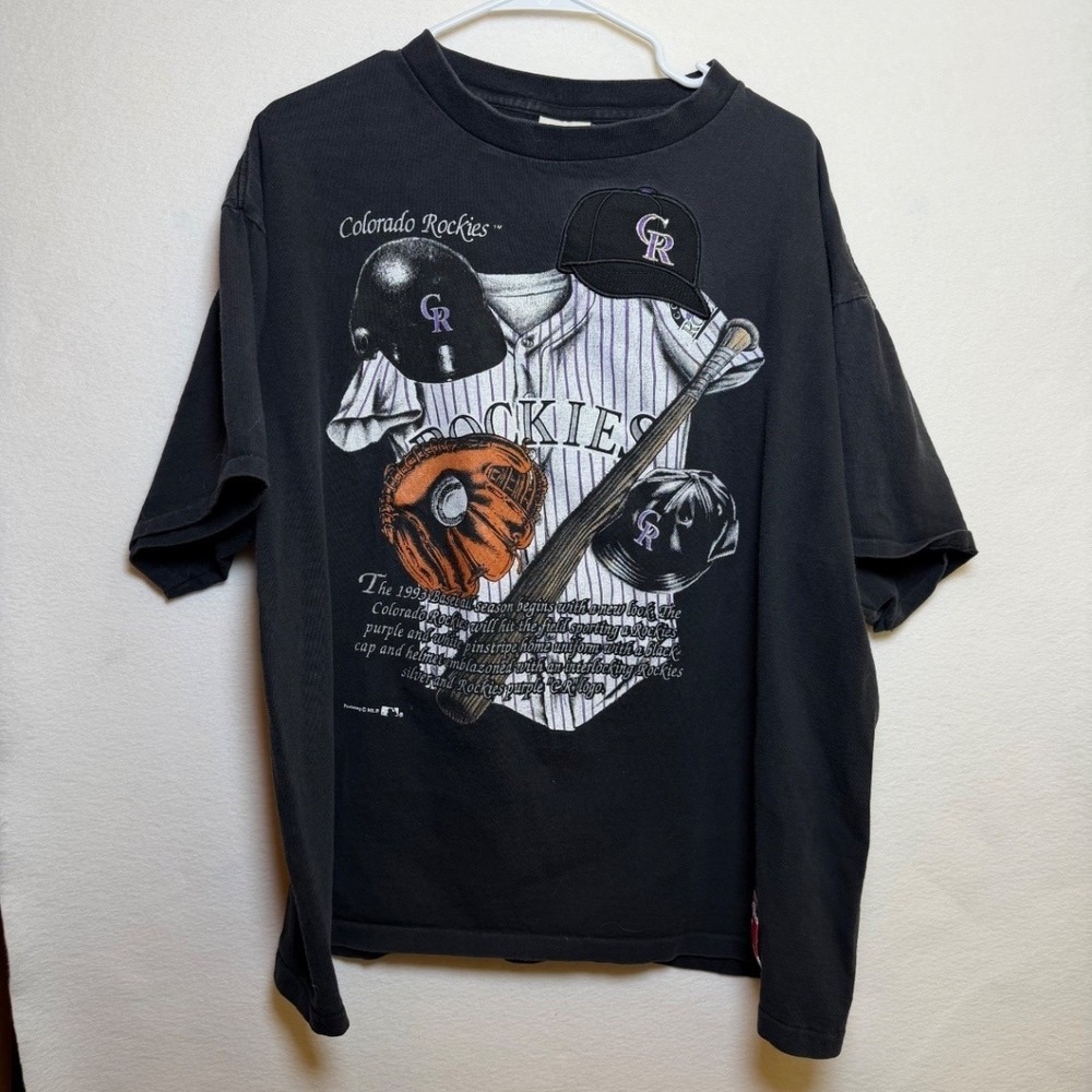 Vintage 1993 Nutmeg Mills Colorado Rockies MLB T-Shirt XL Single Stitch Graphic